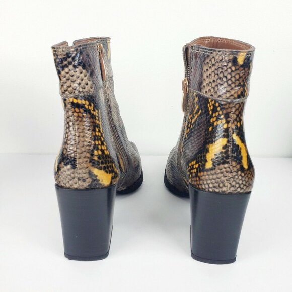 Franco Sarto Women's Generous Boots Tan Snake Print Ankle Leather Booties Sz 6M - Picture 3 of 9